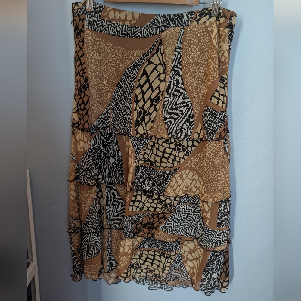 🌙 Vintage First Option Stylish Quilted Animal Print Midi Skirt